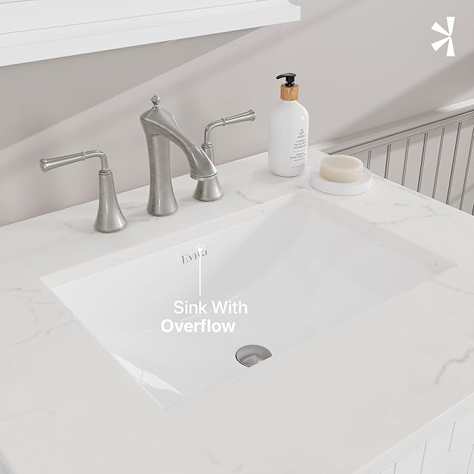 Eviva Britney 24 in. White Single Sink Bath Vanity with Carrara Quartz Top and Undermount Porcelain Sink