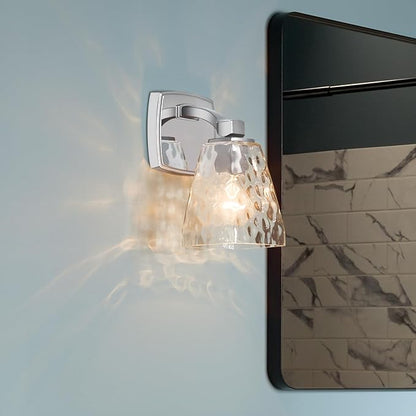 Kichler Marant 5" 1-Light Wall Sconce with Clear Water Glass in Chrome, for Bathroom, Powder Room, Hallway, (5" W x 9.5" H), 55214CHWTR