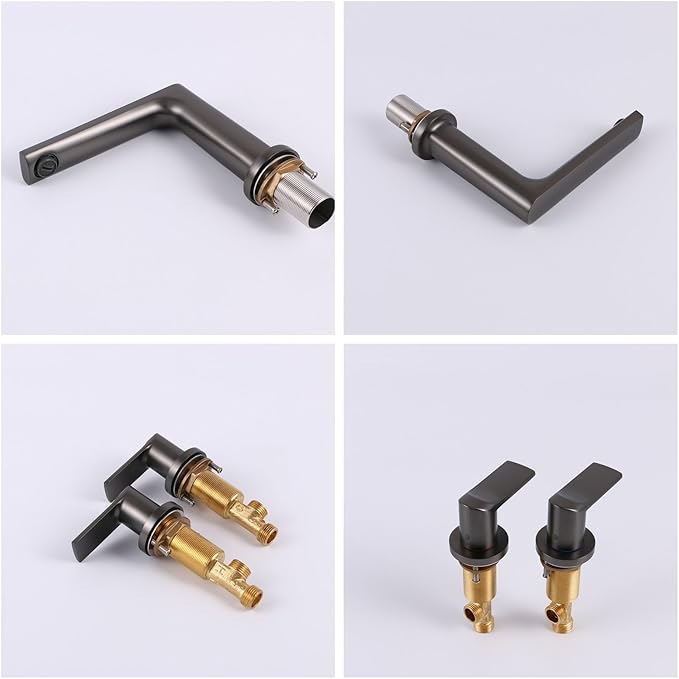 3 Hole Faucet for Bathroom Sink Hot and Cold Restroom Faucet Double Handle,Gun Gray