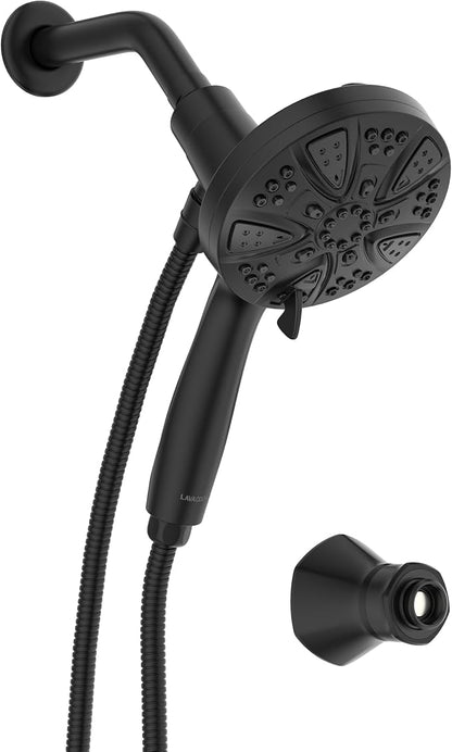 Handheld Shower Head with Magnetic Docking System | 9-Function High Pressure Detachable Shower Head, 5-inch Showerhead with 72 Inch Hose, Remote Dock, Matte Black, SH180-MB-D