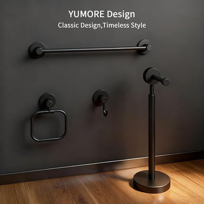 4-Piece Bathroom Set with Privot Toilet Paper Holder | All-in-One Wall Mounted Hardware Combo, Matte Black