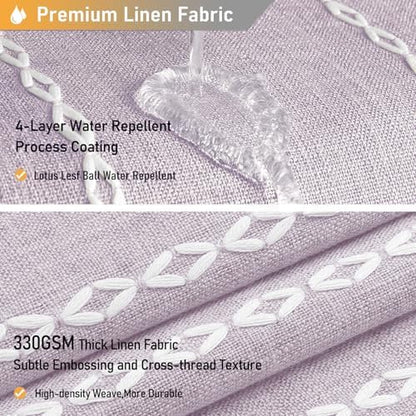 BTTN 72x84 Long Boho Farmhouse Linen Heavy Duty Shower Curtain, Lavender