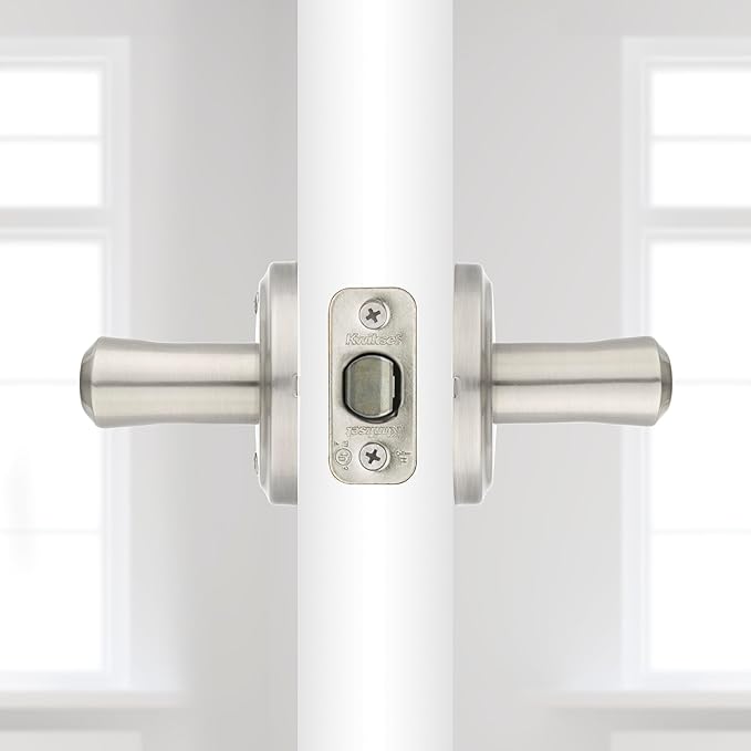 Kwikset Katella Interior Passage Door Handle, Lever For Closet and Hallway Doors, Reversible Non-Locking Handle Lever, Satin Nickel, with Microban Protection
