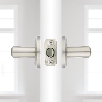Kwikset Katella Interior Passage Door Handle, Lever For Closet and Hallway Doors, Reversible Non-Locking Handle Lever, Satin Nickel, with Microban Protection