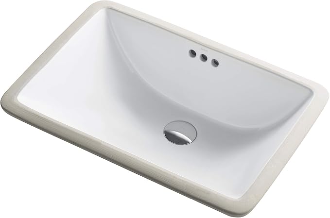 KRAUS Elavo 21-inch Rectangular Undermount White Porcelain Ceramic Bathroom Sink with Overflow, KCU-241