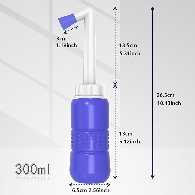 2 Pack 300ML Portable Bidet, Blue & Pink Handheld Travel Bidet Sprayer, Leak-Proof Upside-Down Squeeze Design for Postpartum Care, Menstrual Hygiene, Adults & Kids, Home/Travel/Outdoor/Camping