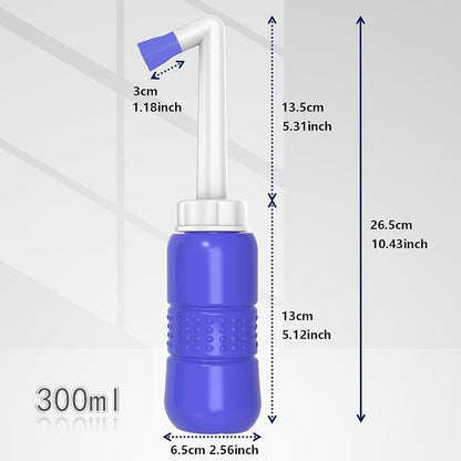 2 Pack 300ML Portable Bidet, Blue & Pink Handheld Travel Bidet Sprayer, Leak-Proof Upside-Down Squeeze Design for Postpartum Care, Menstrual Hygiene, Adults & Kids, Home/Travel/Outdoor/Camping