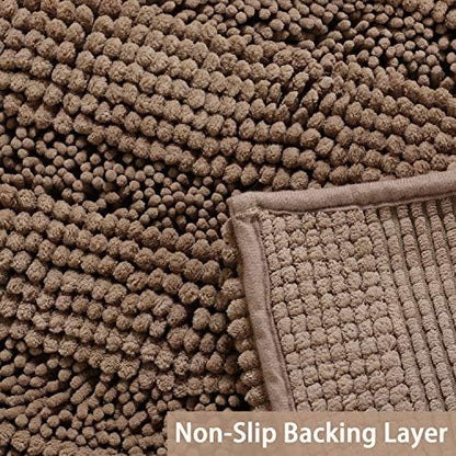 Turquoize Bathroom Runner Rug 17"x47", Soft Absorbent Chenille Bath Rug