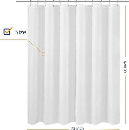 N&Y HOME Short Fabric Shower Curtain Liner 60 inches Long, Hotel Quality, Machine Washable, White Shorter Bathroom Curtains with Grommets, 72x60