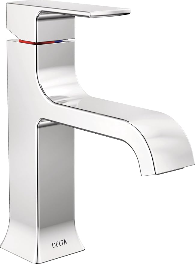 Delta Velum Chrome Bathroom Faucet 1 Hole, Single Hole Bathroom Sink Faucet for Vanity, Metal Push-Pop Drain Assembly, Chrome 539-MPU-DST