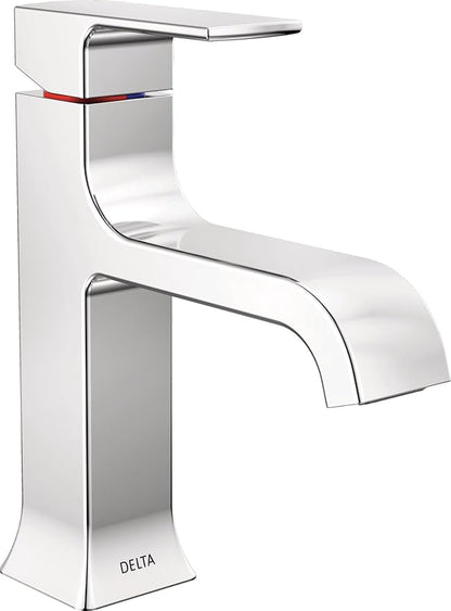 Delta Velum Chrome Bathroom Faucet 1 Hole, Single Hole Bathroom Sink Faucet for Vanity, Metal Push-Pop Drain Assembly, Chrome 539-MPU-DST