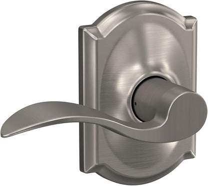 Schlage F10 ACC 619 CAM Accent Door Lever with Camelot Trim, Hall & Closet Passage Lock, Satin Nickel