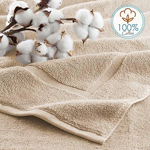 Hearth & Harbor Bath Mat Towels - 100% Ring Spun Cotton Luxury Bath Mat Floor Towels - Ultra Soft & Highly Absorbent Bath Towels Set of 4 - Cream