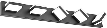 PRESDE 5-Light LED Vanity Light for Bathroom Matte Black Bathroom Light Fixtures Over Mirror Modern Bath Wall Lighting