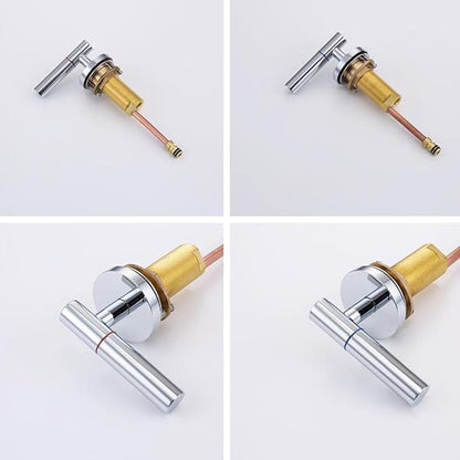 3 Hole Basin Faucets Pull Out Basin Mixer Faucet Bathroom Mixer Faucet Double Handle 2 Mode Brass-Chrome Plated