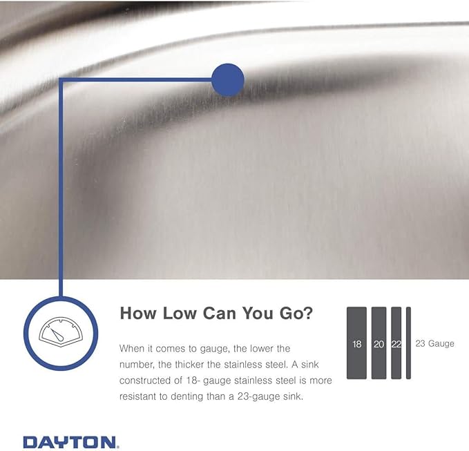 Dayton D125221 Single Bowl Drop-in Stainless Steel Sink 25 x 22 x 6.5625"