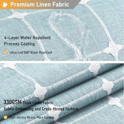 BTTN 60x72 Boho Farmhouse Linen Heavy Duty Shower Curtain Set, Fog Blue