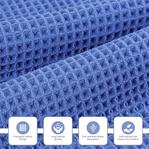 MICROFI New Microfiber Waffle Bath Towels, 3 Pieces, Oversized, Soft, Absorbent, Fast Drying, Lint Free, Includes Bath, Face and Hand Towels 430 GSM