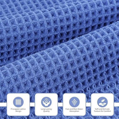 MICROFI New Microfiber Waffle Bath Towels, 3 Pieces, Oversized, Soft, Absorbent, Fast Drying, Lint Free, Includes Bath, Face and Hand Towels 430 GSM