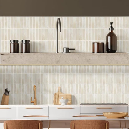 Peel and Stick Backsplash 3D Wall Tiles,Self-Adhesive,Oil Proof,Waterproof, Removable Wall Panels for Kitchen & Bathroom,Modern Design, Easy Install (10.7ft，12x9 inch,14 Pack) (Beige)
