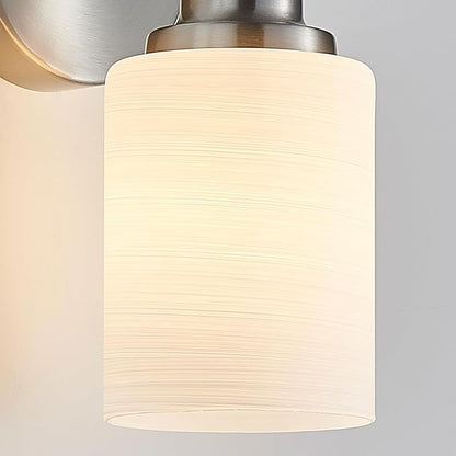 5-Light Brushed Nickel Vanity Lights, Bathroom Light Fixtures with Textured Milky White Glass Shade, Modern Bathroom Lighting Fixtures Over Mirror Wall Sconce Light - E26 Base