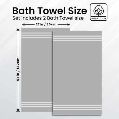 Infinitee Xclusives 100% Ring-Spun Cotton Bath Towels for Bathroom - Pack 2 | Luxury Super Soft, Absorbent & Quick-Drying |27x54 inches| Large Bathroom Towels Set |600 GSM| Gym, Shower, Spa & Hotel Use