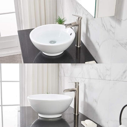 VCCUCINE Vessel Sink Faucet Brushed Nickel, Single Handle Single Hole Waterfall Rv Bathroom Faucet, Tall Lavatory Vanity Bowl Sink Faucet with Pop Up Drain and Two 3/8" Hoses