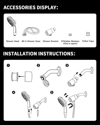Magnetic Shower Head with Handheld - 10 Spray Modes High Pressure Filtered Showerhead, Detachable Magnetic Mount, Built-in WaterFilter, Extra Cleaning Nozzle, Chrome