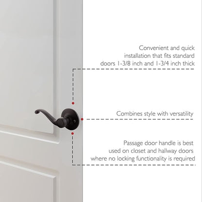 Design House 779215 Scroll Passage Hall and Closet Door Lever Matte Black