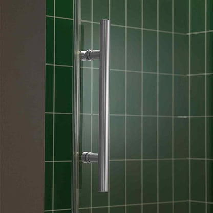 Woodbridge 56-60" W x 80" H Frameless Single Sliding Shower Door with Tempered Glass & Explosion Proof Film in Chrome Finish