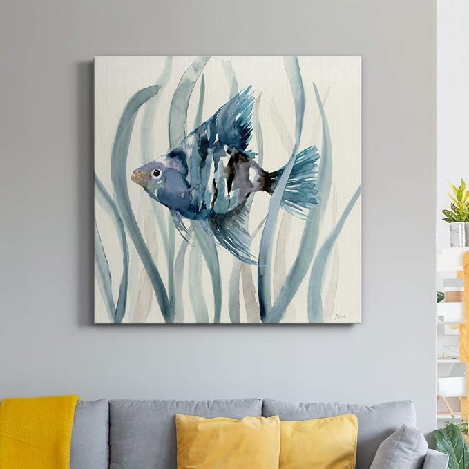 Renditions Gallery Fish in Seagrass II Wall Art, Premium Gallery Wrapped Canvas Decor, Ready to Hang, 40 in H x 40 in W, Made in America Print
