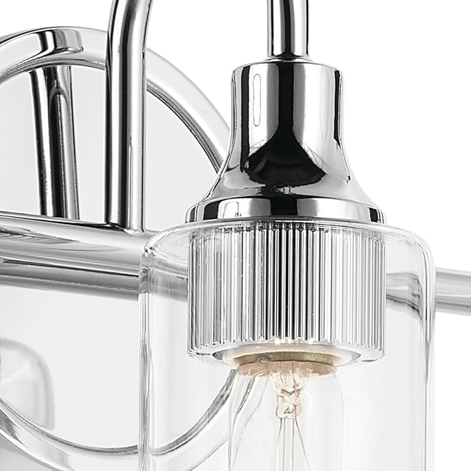 Kichler Kavi 23" 3-Light Vanity Light with Clear Glass in Chrome, Damp Rated, for Bathroom, Powder Room, Over a Mirror, (23" W x 10" H), 55211CH