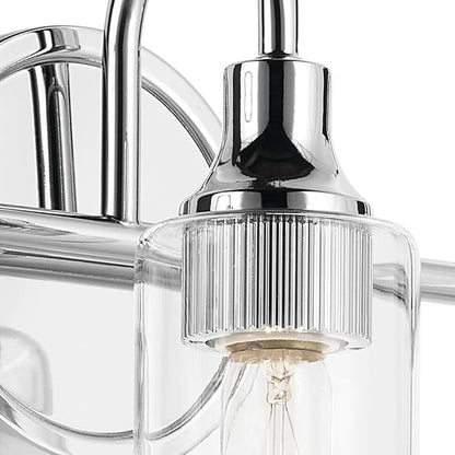 Kichler Kavi 23" 3-Light Vanity Light with Clear Glass in Chrome, Damp Rated, for Bathroom, Powder Room, Over a Mirror, (23" W x 10" H), 55211CH