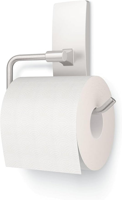 Command Toilet Paper Holder Satin Nickel with Water Resistant Command Strips, Rust Resistant Bathroom Organizer