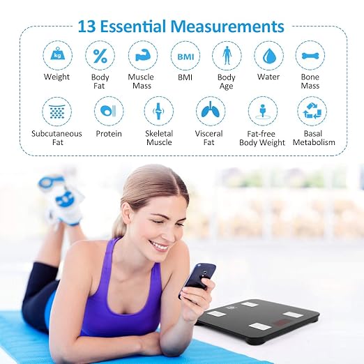 FITINDEX Scale with BMI, Body Fat, Muscle Mass, Smart Scale for Body Weight, Bluetooth, Digital, Sync with App, User Health Equipment | Body Composition Scale for Body Weight, High Accuracy for Weight Loss, Batteries Included, Multi-User Support, Home Use