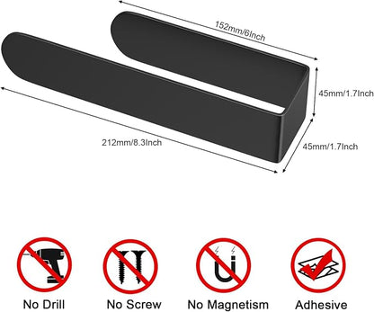 HUFEEOH 2 Pack Adhesive Hand Towel Holder, Sticky Towel Bar Towel Holder Wall Mounted, Stainless Steel Kitchen Towel Holder Hand Towel Rack for Bahtroom Hotel RV Kitchen (Black)