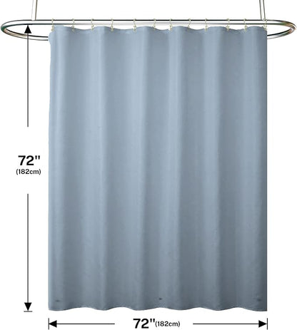 3 in 1 Shower Curtain Set, Fog Blue Boho Shower Curtain and Clear Liner Set with 12 Double Sided Shower Curtain Hooks, Cloth Shower Curtains for Bathroom,Waterproof, 72" W*72" H