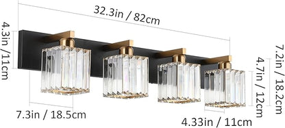 Aipsun Bathroom Vanity Light Fixtures Crystal Vanity Light for Bathroom 4 Light Modern Vanity Lighting (Exclude Bulb)