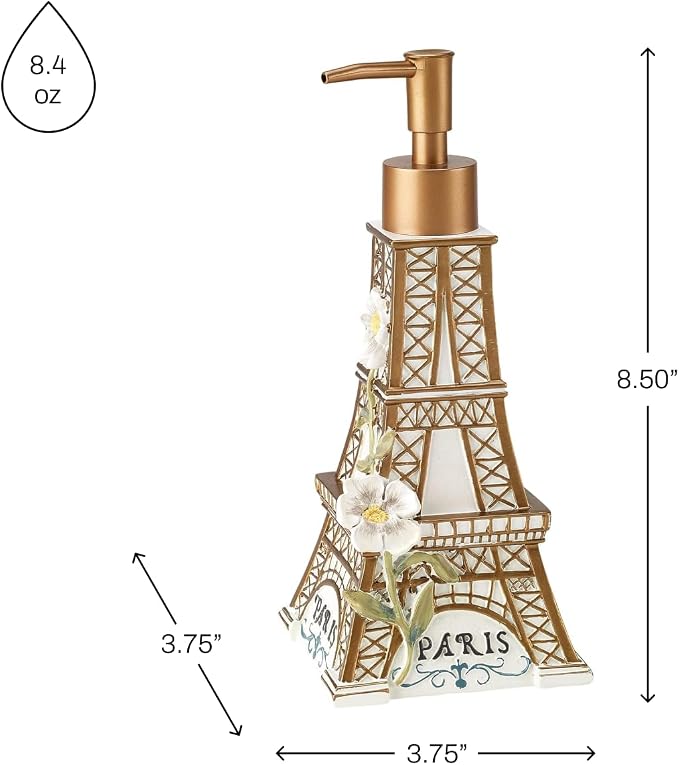 Avanti Linens - Lotion Pump/Soap Dispenser, Resin Countertop Accessories, Stylish Bath Decor (Paris Botanique Collection)