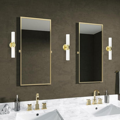 Livex Lighting Aero Steel 2 Light Wall Sconce for home decor, 1 Satin Brass Finish light fixture, perfect for bathroom, bedroom or living room decor