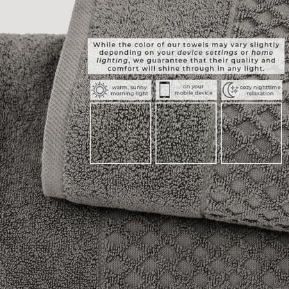 Great Bay Home Bath Towels - 100% Cotton 6 Piece Bath Sheet Set - Diamond Waffle Weave - Absorbent, Durable, Quick-Dry Towels for Bathroom (Dark Grey)