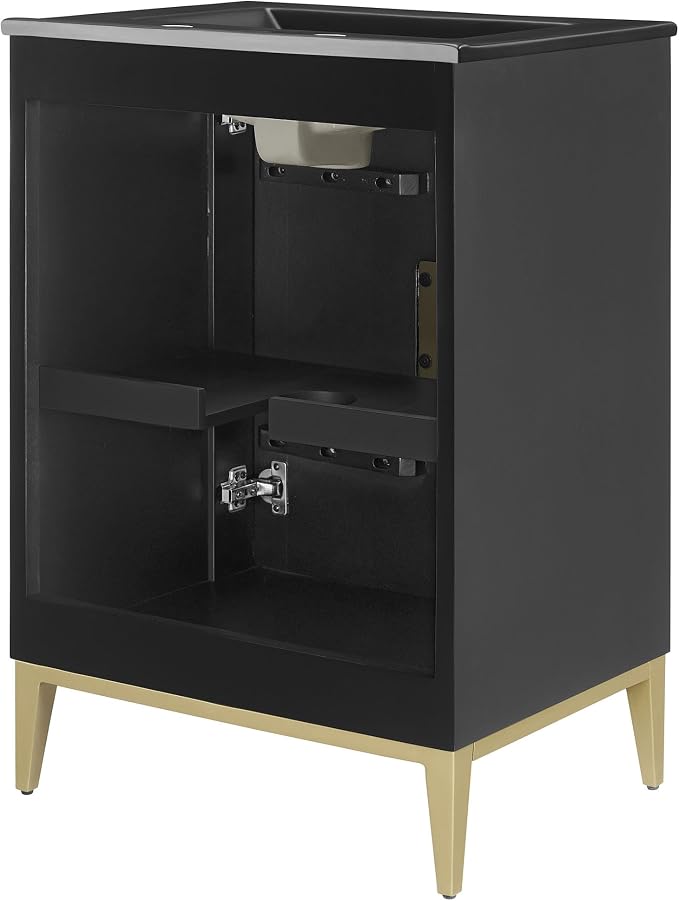 Modway Beau 24 Inch Wood Bathroom Vanity Cabinet in Black Black