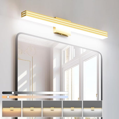 Ralbay 31.5inch Gold Vanity Light with 5 Color Temperature (2700K-6000K) Dimmable Acrylic Metal 30W LED Modern Matte Gold Bathroom Light Fixtures