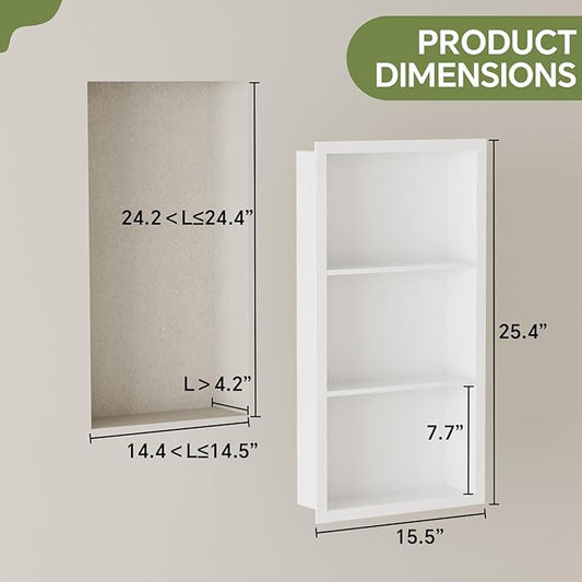 14x24 Medicine Cabinet Recessed Stainless Steel, 3-Tier, Medicine Cabinet Organizer,Stainless Steel Wall Niche, Bathroom Wall Cabinet, Recessed Bathroom Cabinet, Wall Cabinet