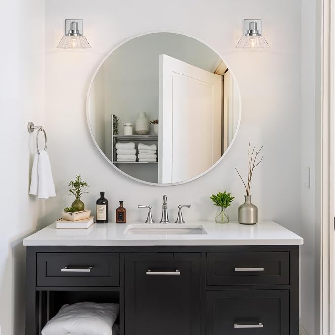 Chrome Wall Sconce 1 Light Bathroom Vanity Light Modern Wall Light Fixture for Bathroom