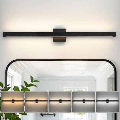 39 Inch Modern Bathroom Vanity Light - Black Bathroom Light Fixture Over Mirror with Up & Down Lighting 30W Dimmable 5CCT LED Bath Vanity Lights for Bathroom Restroom Bedroom