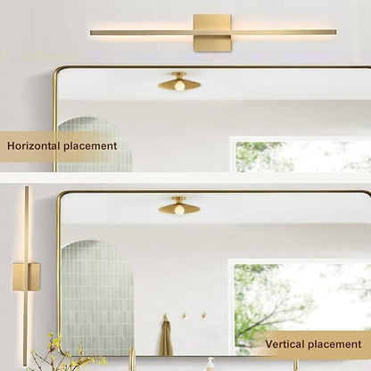 Wall Sconces Set of Two, LED Dimmable Sconces Wall Lighting, Brushed Gold Modern Wall Sconce Light for Bathroom, Living Room, Bedroom, Hardwi
