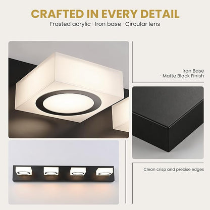 Bathroom Vanity Light, 4-Light 31 Inch Matte Black 5CCT 2700-6500K LED Bathroom Light Fixtures Over Mirror, Vanity Lighting Modern Bath Wall Sconce for Mirror Bedroom Living Room