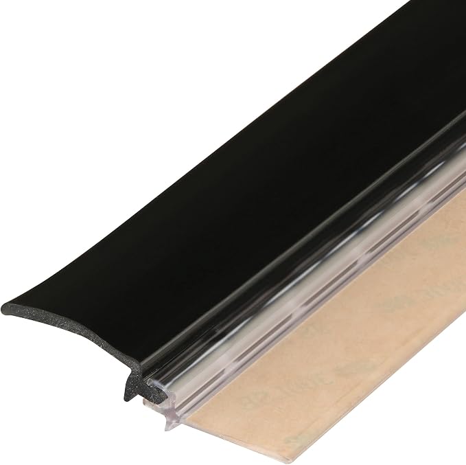 Prime-Line 650-1010 Restroom Door Privacy Cover, Black, 2-1/8 x 58 In., Rigid Plastic and Flexible Vinyl Restroom Stall Gap Filler, Provides Privacy, Easy to Install Self-Adhesive (Single Pack)