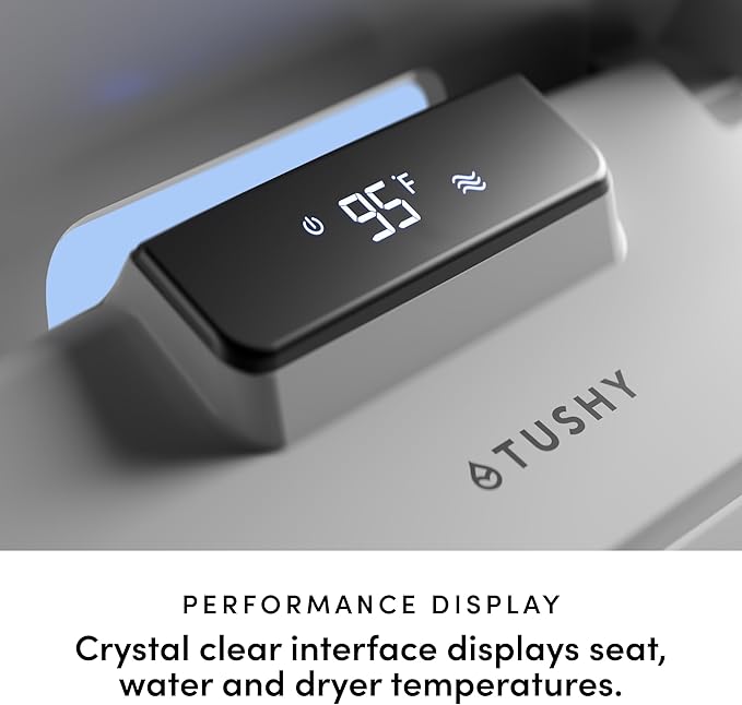 TUSHY Aura Luxury Electric Bidet Seat | Heated Toilet Seat with Temperature Control, Self-Cleaning Nozzle, Instant Adjustable Warm Water & Dryer (Remote Control & Auto Open, Soft Close Lid), Elongated